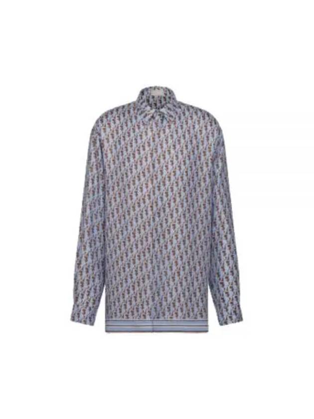 Oblique Silk Twill Long Sleeve Shirt Blue - DIOR - BALAAN 2