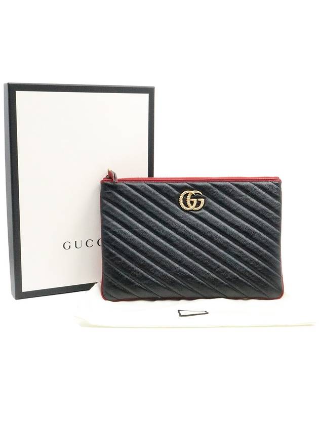 Women s Gucci 573814 Black Matelasse Leather GG Marmont Pouch Clutch gt Gangbuk used luxury goods - GUCCI - BALAAN 3