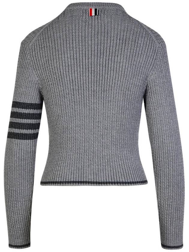 4 Bar Stripe Cable Knit Top Grey - THOM BROWNE - BALAAN 4