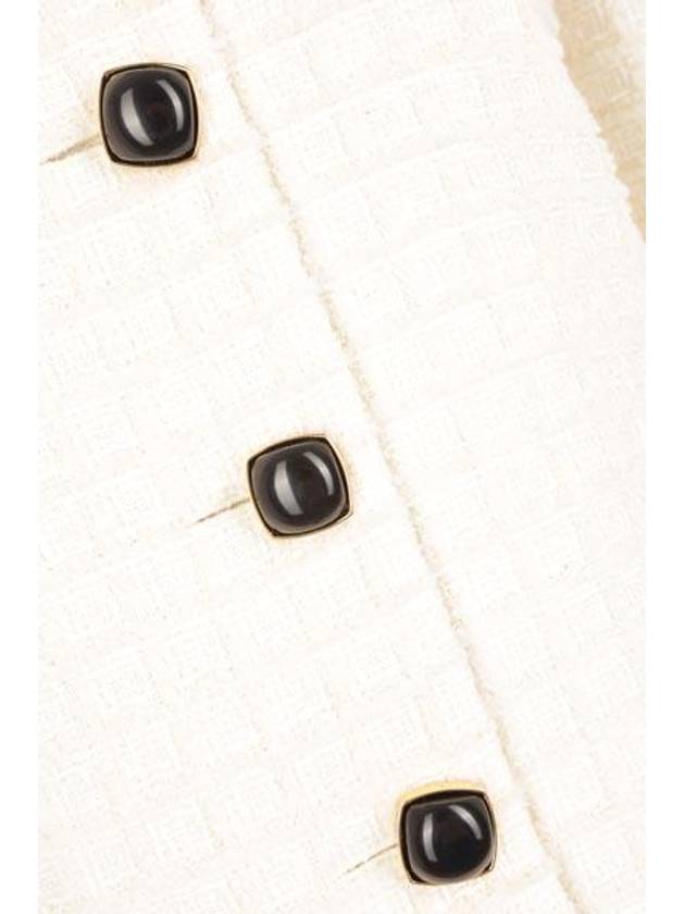 Women's Tweed Collarless Jacket Ivory - GUCCI - BALAAN 5