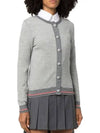 Herringbone Crew Neck Wool Cardigan Light Grey - THOM BROWNE - BALAAN 8