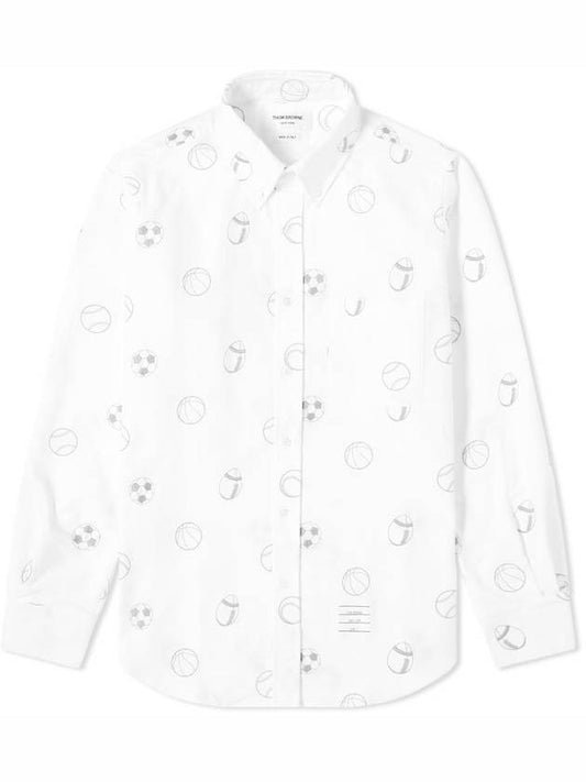 multiball embroidery long sleeve shirt white - THOM BROWNE - BALAAN.