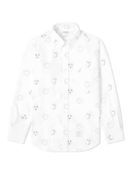 Multiball Embroidery Long Sleeve Shirt White - THOM BROWNE - BALAAN 1