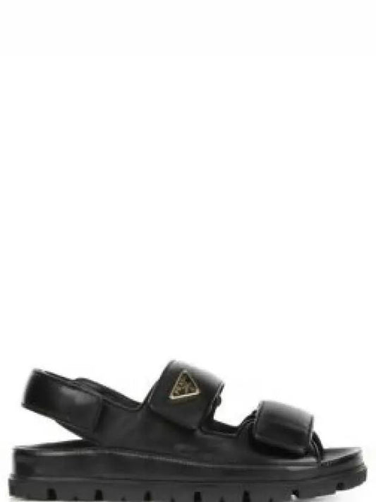 Flat Nappa Leather Sandals Black - PRADA - BALAAN 2