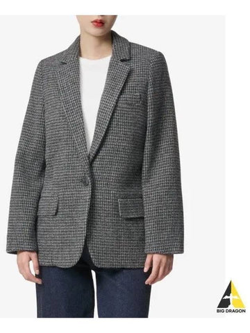 Charlene Check Wool Single Jacket Gray VE0086FAA3D17E02GY - ISABEL MARANT - BALAAN 1