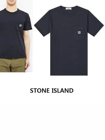 Wash pocket short sleeve tshirt navy 721520257 V0020 - STONE ISLAND - BALAAN 1