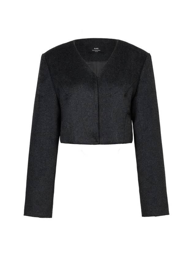 Colin Wool V-neck Crop Jacket Charcoal - RAMUSTUDIO - BALAAN 2