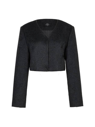 Colin Wool V-neck Crop Jacket Charcoal - RAMUSTUDIO - BALAAN 1