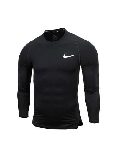 Men's Pro Tights Logo Long Sleeve T-Shirt Black - NIKE - BALAAN 1