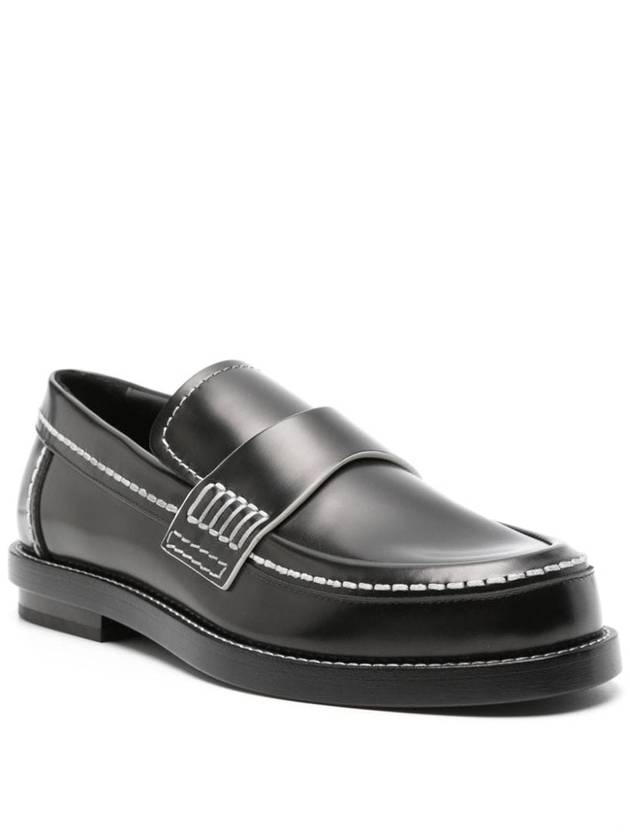 Stitch Detail Leather Loafers Black - ALEXANDER MCQUEEN - BALAAN 4