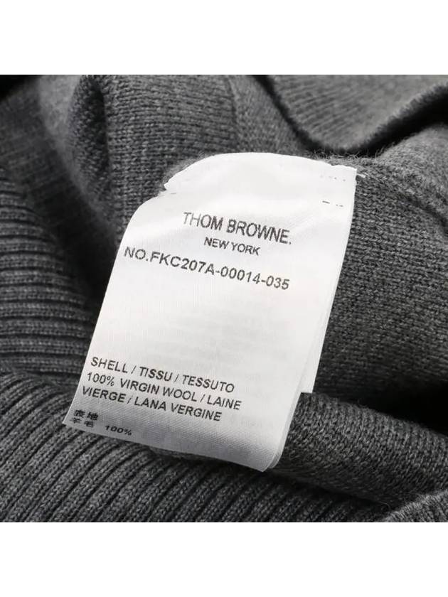 Milano Stitch 4 Bar Classic V Neck Fine Merino Wool Cardigan Medium Grey - THOM BROWNE - BALAAN 8