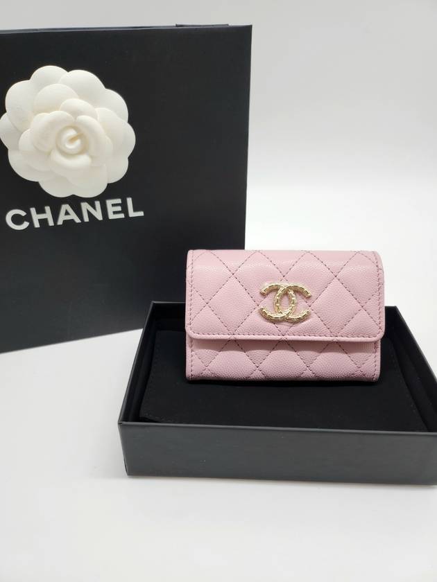 Season CC logo snap zipper card wallet caviar pink AP4093 - CHANEL - BALAAN 8