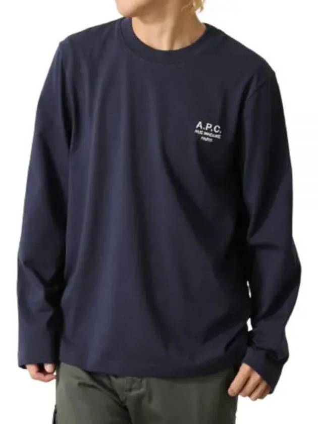 Men's Oliver Logo Long Sleeve T-Shirt Navy - A.P.C. - BALAAN 2