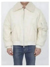 Boxy Shearling Collar Bomber Jacket Ivory - AMI - BALAAN 2