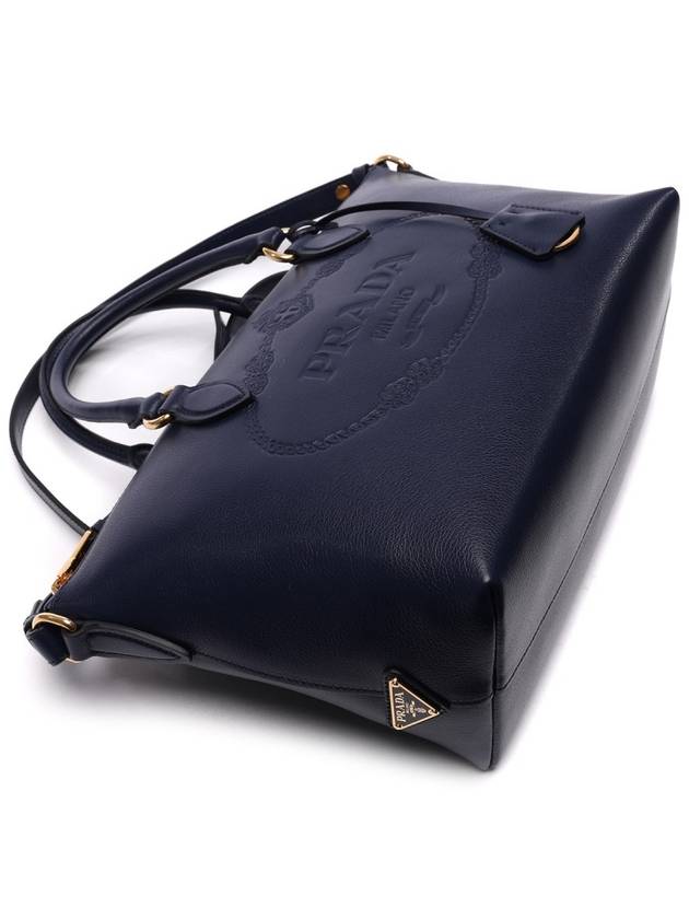 Vitello Embossed Logo Tote Bag Navy - PRADA - BALAAN 6