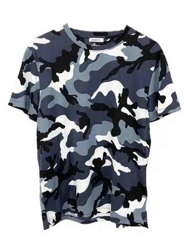 Camouflage Cotton Short Sleeve T-shirt Navy - VALENTINO - BALAAN 2