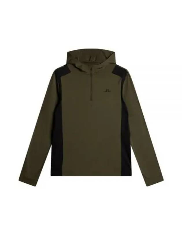 Lucas Quarter Zip Hooded Long Sleeve T-Shirt Forest Green - J.LINDEBERG - BALAAN 2