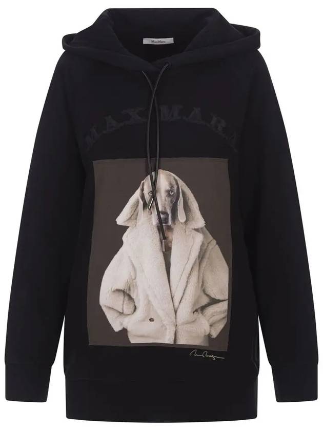 Lillo Graphic Print Cotton Hoodie Black - MAX MARA - BALAAN 3