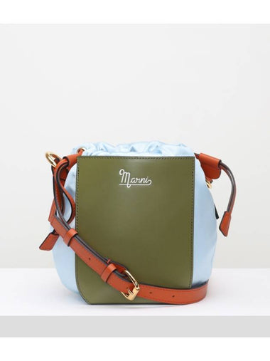 Logo Drawstring Bucket Bag Green - MARNI - BALAAN 1