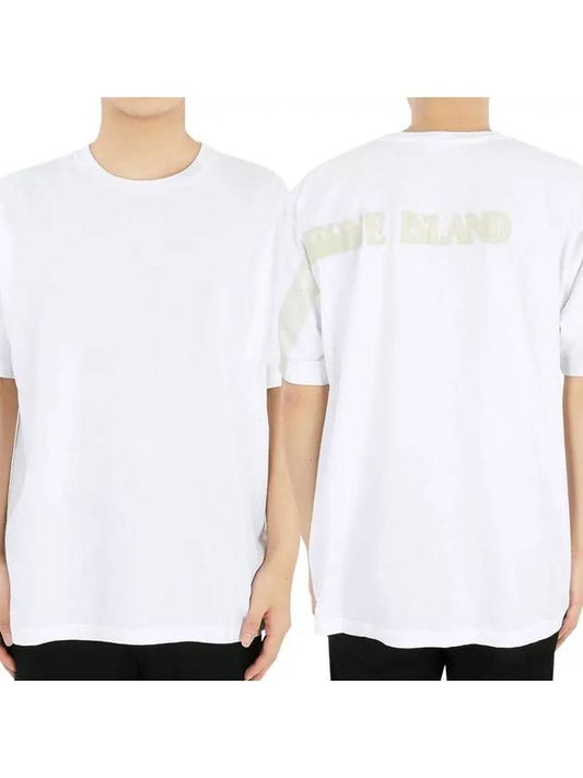 Stripes Six Print Cotton Short Sleeve T-Shirt White - STONE ISLAND - BALAAN 2