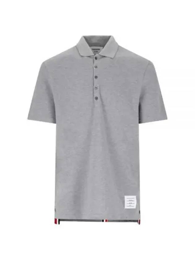 Men's Cotton Pique Center Bag Striped Short Sleeve Polo Shirt Grey - THOM BROWNE - BALAAN 2