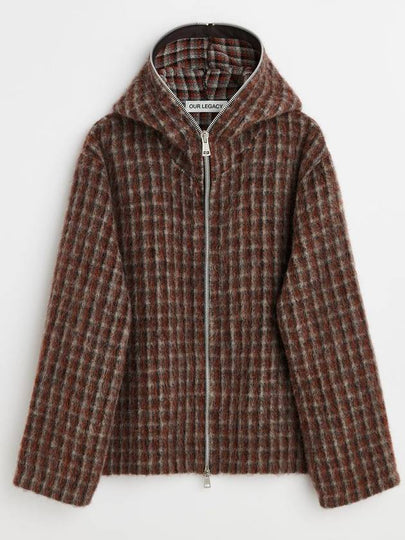 Boston Check Zip-Up Hooded Cardigan Brown - OUR LEGACY - BALAAN 2