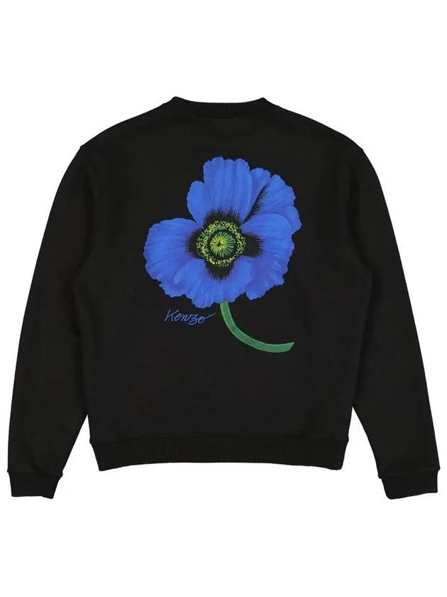 Flower Back Logo Printing Brushed Sweatshirt Black 5SW425 4MF 99J - KENZO - BALAAN 2