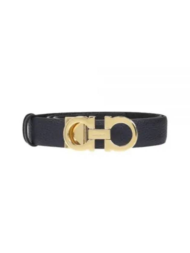 Reversible Gancini Leather Belt Black Navy - SALVATORE FERRAGAMO - BALAAN 2