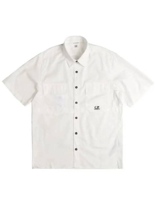 Cotton Rip-Stop Short Sleeve Shirt White - CP COMPANY - BALAAN 2