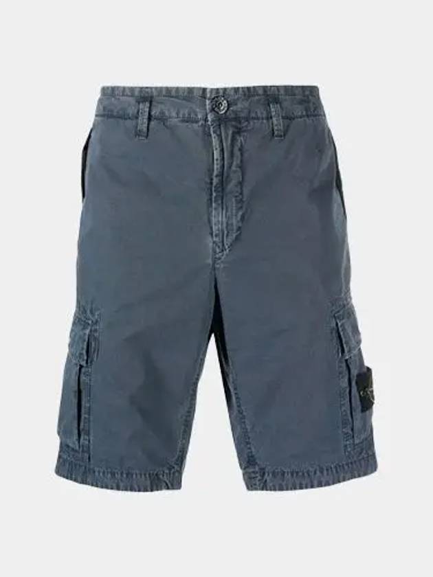 Men's Wappen Patch Pocket Bermuda Cargo Shorts Navy - STONE ISLAND - BALAAN 2