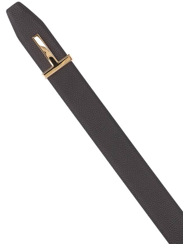 Gold Soft Grain Leather T Icon Belt Brown Black - TOM FORD - BALAAN 4