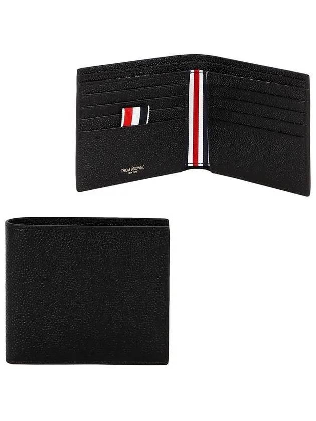 Pebble Grain Leather Half Wallet Black - THOM BROWNE - BALAAN 2