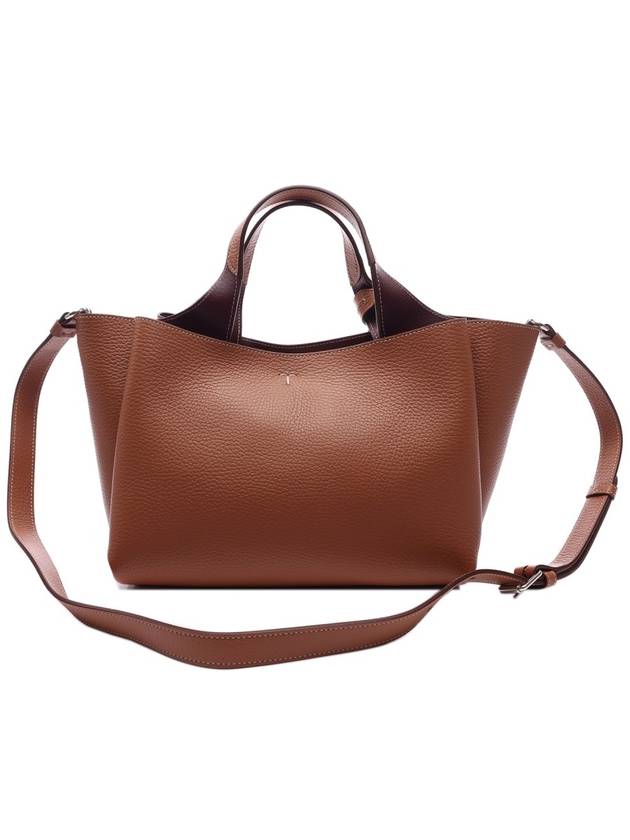 T Timeless Leather Mini Tote Bag Brown - TOD'S - BALAAN 5