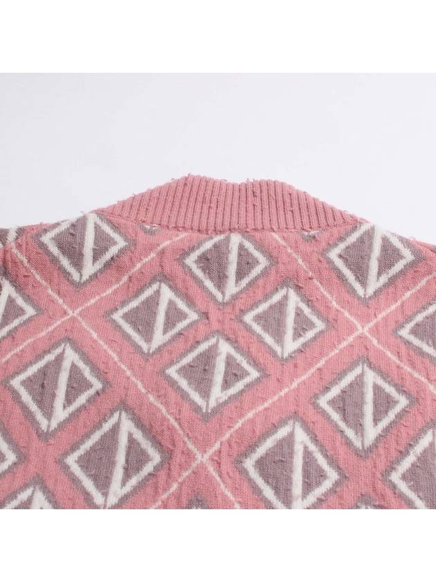 CD Diamond Motif Pattern Wool Knit Top Pink - DIOR - BALAAN 6