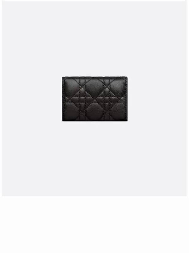 Caro XS Supple Cannage Calfskin Card Wallet Black - DIOR - BALAAN 7