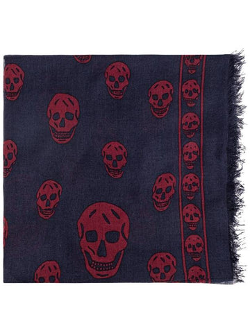 Alexander McQueen Scarf With Silk Finish, Men's, Navy Blue - ALEXANDER MCQUEEN - BALAAN 1