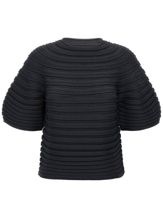 Mushroom Knit Short Sleeve T-Shirt Black - ISSEY MIYAKE - BALAAN 1