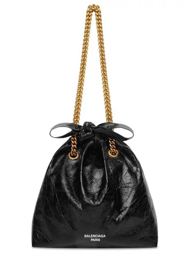 Crush Small Leather Shoulder Bag Black - BALENCIAGA - BALAAN 2