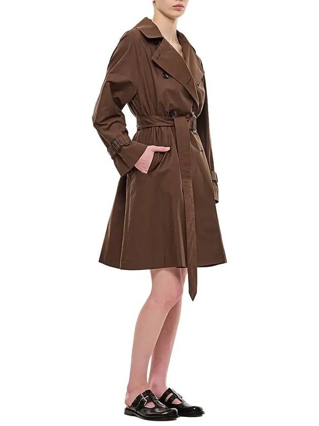 Titrench Water Repellent Double Breasted Button Trench Coat Brown - MAX MARA - BALAAN 5