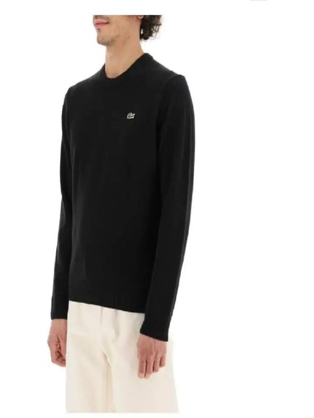 Regular Fit Wool Knit Top Black - LACOSTE - BALAAN 5