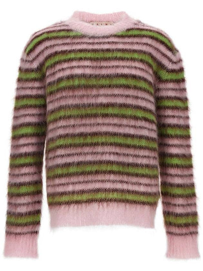 Women's Striped Mohair Crew Neck Knit Top Pink - MARNI - BALAAN 2