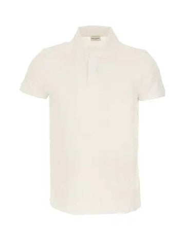 Embroidery Logo Short Sleeve Polo Shirt White - SAINT LAURENT - BALAAN 1