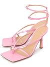 Stretch Leather Sandal Heels Pink - BOTTEGA VENETA - BALAAN.