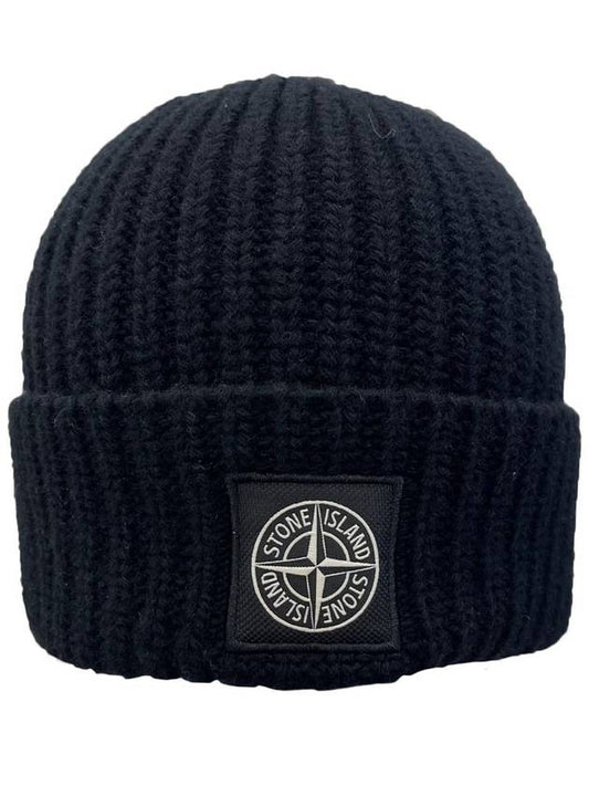 Wappen Patch Wool Beanie Black - STONE ISLAND - BALAAN 2