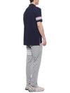 Men's RWB Stripe Cotton Polo Shirt Navy - THOM BROWNE - BALAAN 7