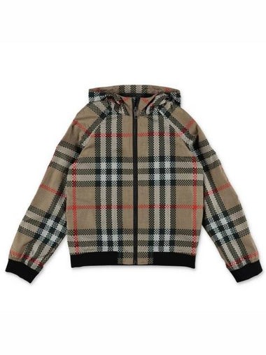 Kids Check Hooded Jacket Beige - BURBERRY - BALAAN 1