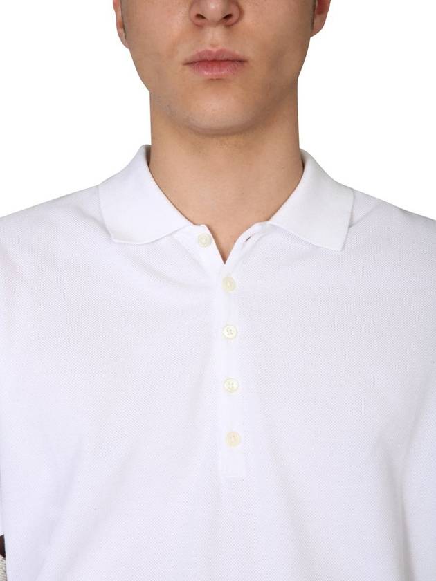 Men's Cotton Pique Center Bag Striped Short Sleeve Polo Shirt White - THOM BROWNE - BALAAN 9