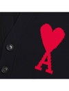 Big Heart Embroidered Logo Cardigan Pale Black - AMI - BALAAN 6