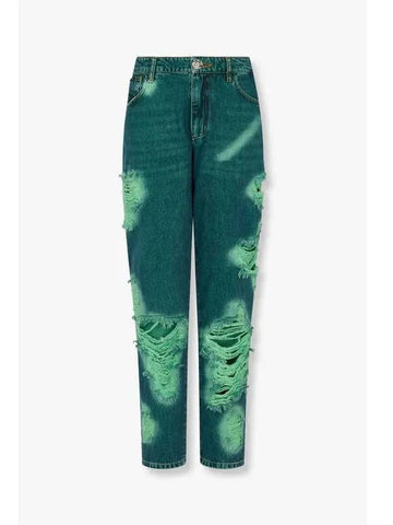 Women s Tie Dye Destroyed Jeans Dark Green - PHILIPP PLEIN - BALAAN 1