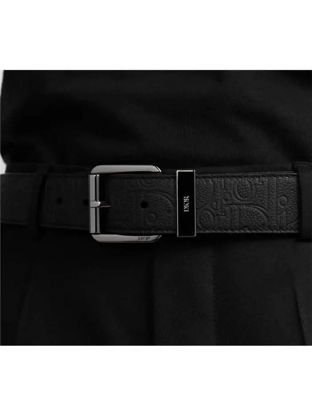 Oblique Embossed Gravity Leather Belt Black - DIOR - BALAAN 3